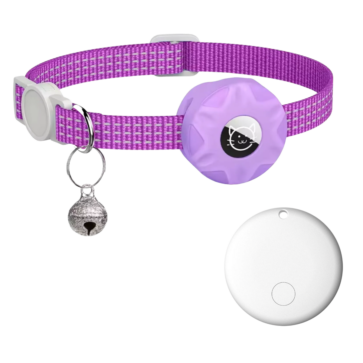 Huisdierlocatietracker met reflecterende halsband voor honden en katten – Android-netwerkzoeker, lichtgewicht waterdicht ontwerp, batterijduur van 8-10 maanden | Thomler