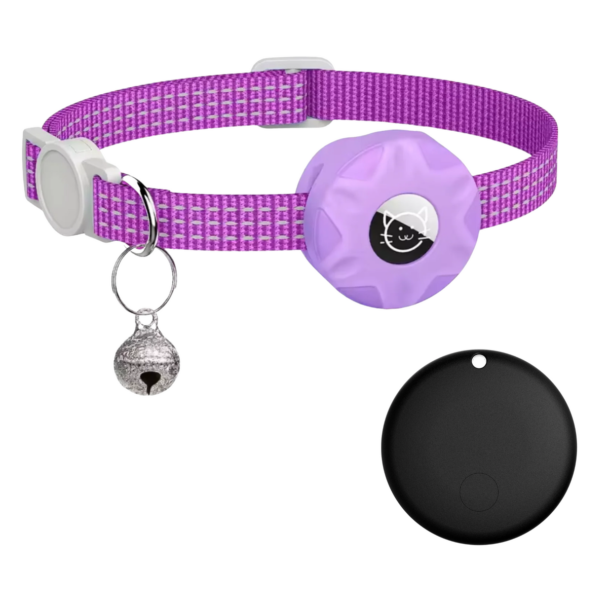 Huisdierlocatietracker met reflecterende halsband voor honden en katten – Android-netwerkzoeker, lichtgewicht waterdicht ontwerp, batterijduur van 8-10 maanden | Thomler