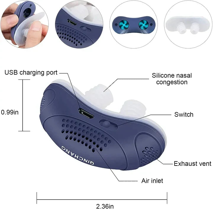Oplaadbare microventilator voor een betere neusademhaling tijdens het slapen – Snoerloos, zakformaat ontwerp voor op reis, kamperen en in hotels | Thomler