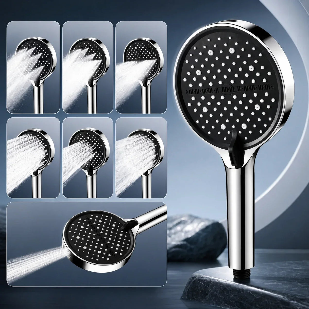 Handdouche met zeven straalstanden voor badkamerupgrade & dagelijks gebruik | Instelbare waterstraal | Modern cilindrisch ontwerp voor thuis | Thomler