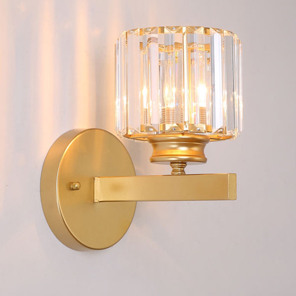 Wandleuchte aus Metall & Glas 23,9 cm, schwarzer strukturierter Schirm für Schlafzimmer, Flur, Wohnzimmer, Ambiente-Beleuchtung, moderne Wohndekoration | Thomler