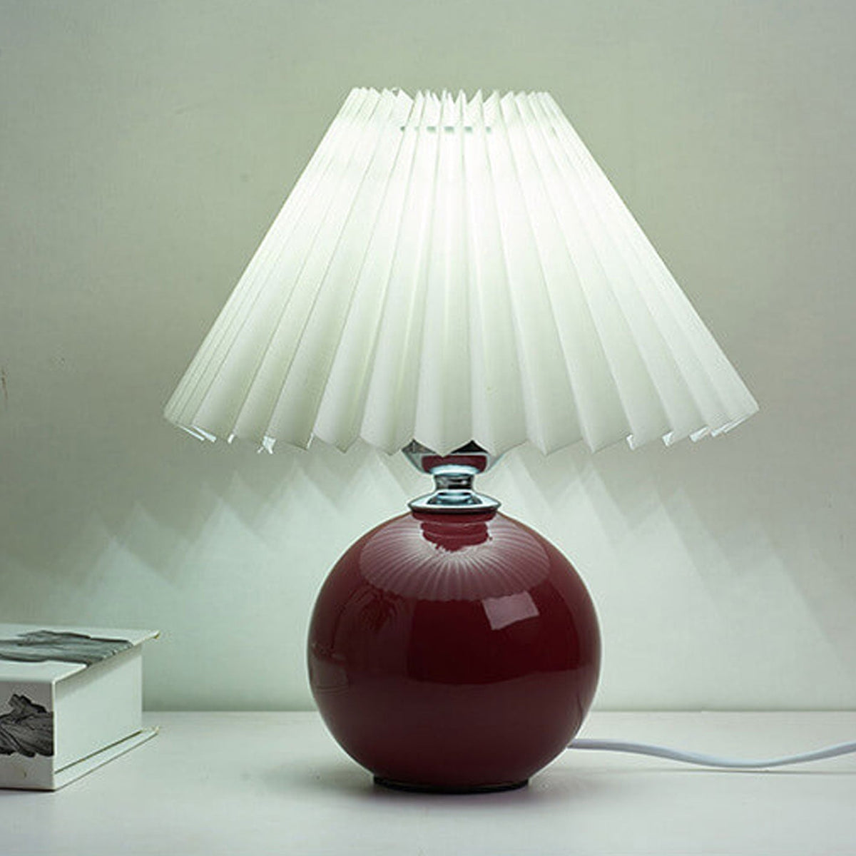 Ceramic Accent Lamp with Fabric Shade 11x9.5 in E26 Socket for Nightstand Desk Study Room Reading Light Modern Home Decor | Thomler