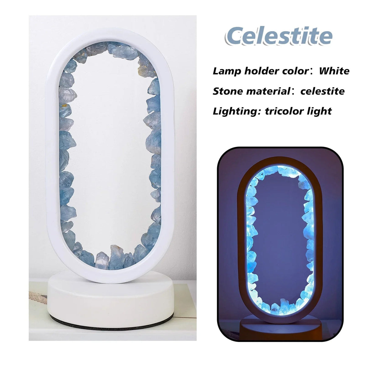 Amethyst-Kristall-Akzentlampe 8 Zoll, lilafarbenes Licht für Nachttische, Meditationsräume, Yogaräume, handgefertigte Edelsteinleuchte, E14-Fassung, max. 10 W | Thomler
