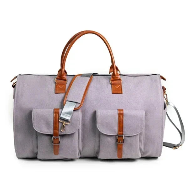 Bolsa de viaje convertible con hebillas para prendas, compartimento para zapatos y asa telescópica