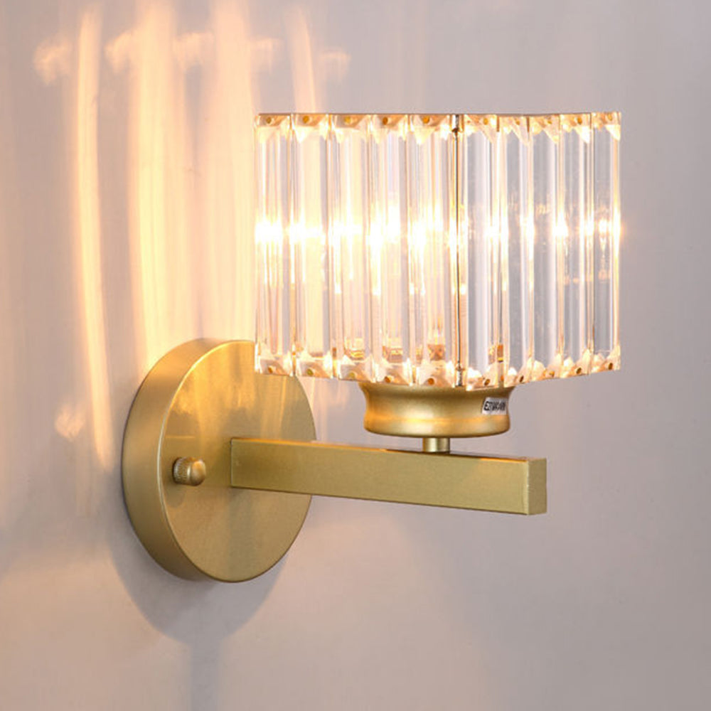 Wandleuchte aus Metall & Glas 23,9 cm, schwarzer strukturierter Schirm für Schlafzimmer, Flur, Wohnzimmer, Ambiente-Beleuchtung, moderne Wohndekoration | Thomler
