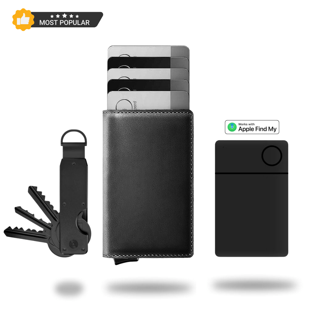 RFID-Blocking Leather Billfold with Pop-Up Card Holder 3.7 × 2.6 × 0.4 Inches Slim Aluminum Mechanism Travel Wallet Compact Front Pocket Org | Thomler
