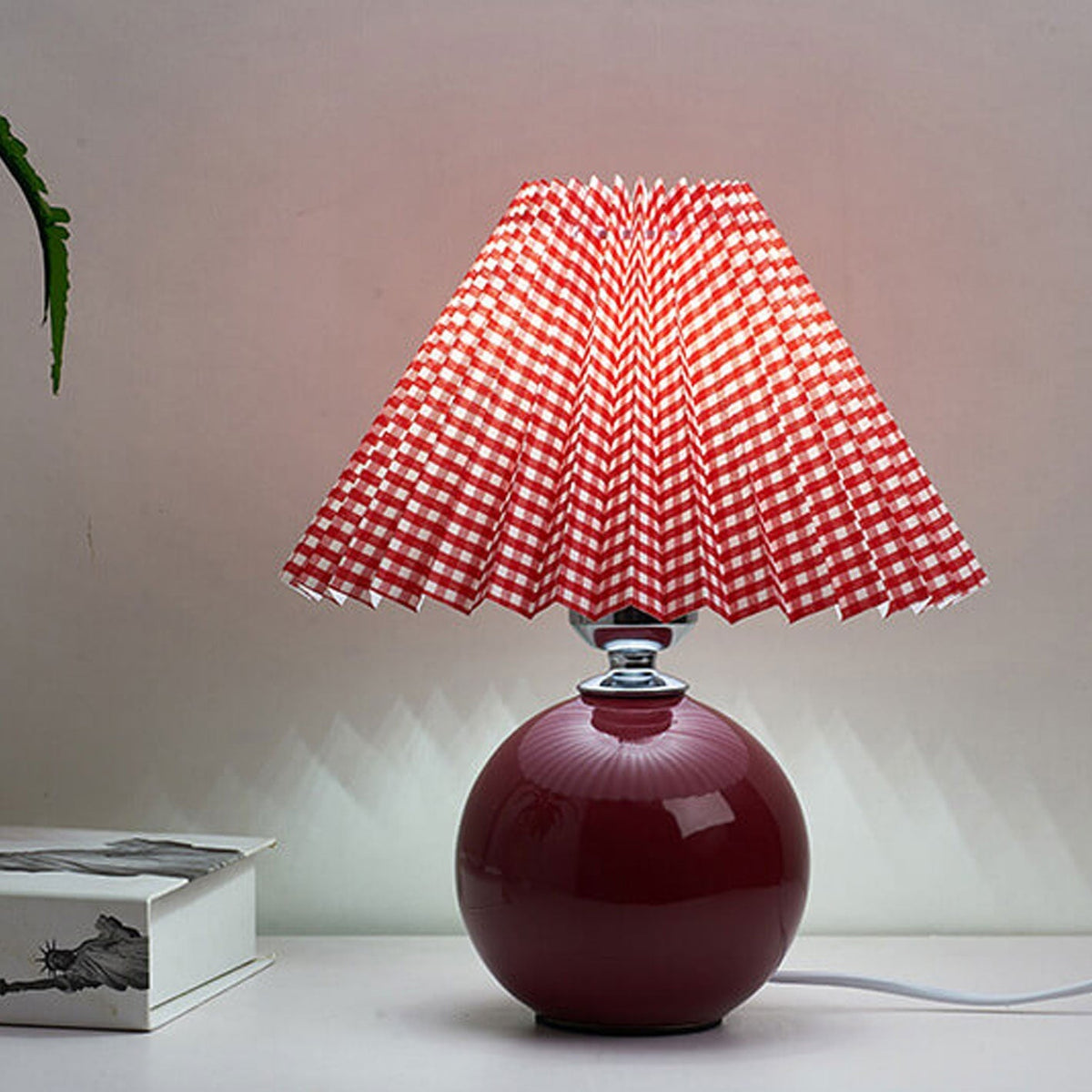 Ceramic Accent Lamp with Fabric Shade 11x9.5 in E26 Socket for Nightstand Desk Study Room Reading Light Modern Home Decor | Thomler