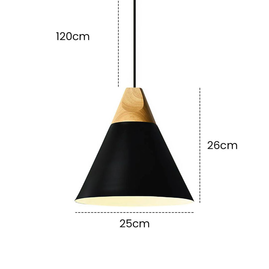 Hängelampe aus Aluminium & Holz E27 Fassung Grau Schwarz Weiß Gelb Kücheninsel Esstisch Deckenleuchte Skandinavischer Stil Modern Minimalistisch | Thomler