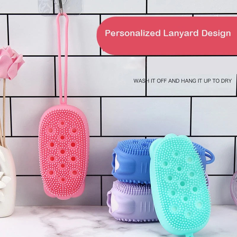 Siliconen lichaamsborstel met zeepdispenser