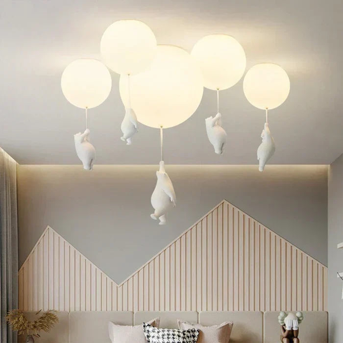 Kinder-Deckenleuchte Kinderzimmer Bär Ballon Pendelleuchte LED-Lampe Schlafzimmer Spielzimmer Deko Warmweißes Licht Tiermotiv Hängeleuchte