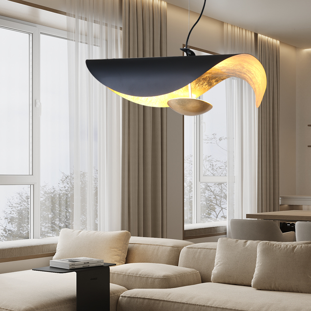 Modern LED Overhead Fixture 17W Metal Hanging Light Black White Gold for Kitchen Dining Room Bedroom Ceiling Mounted | Thomler