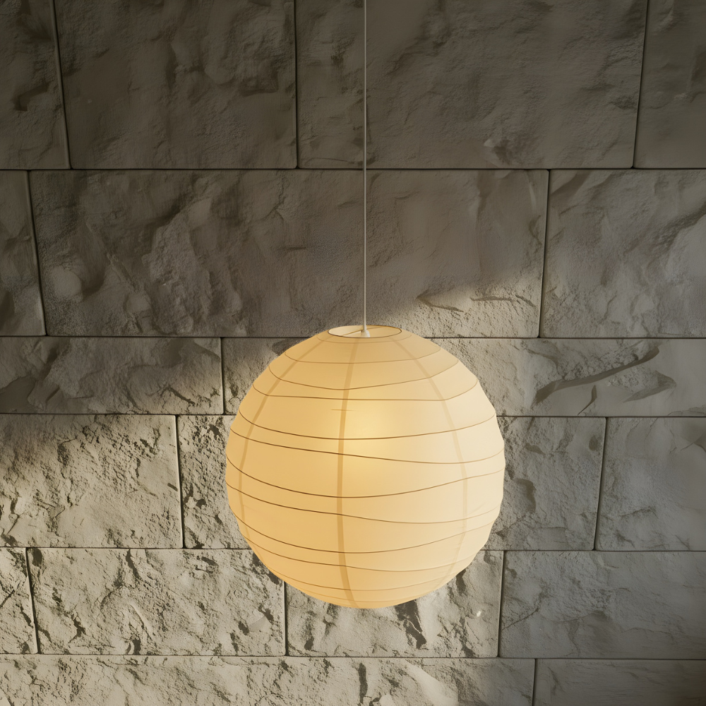 Schwebende Papier-Pendelleuchte, 56 cm, weiße minimalistische Deckenlampe für Schlaf- und Esszimmer | Sanftes Umgebungslicht, höhenverstellbar | Thomler