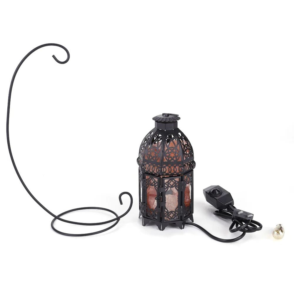 Vintage-Tischlampe aus Eisen mit Salzstein