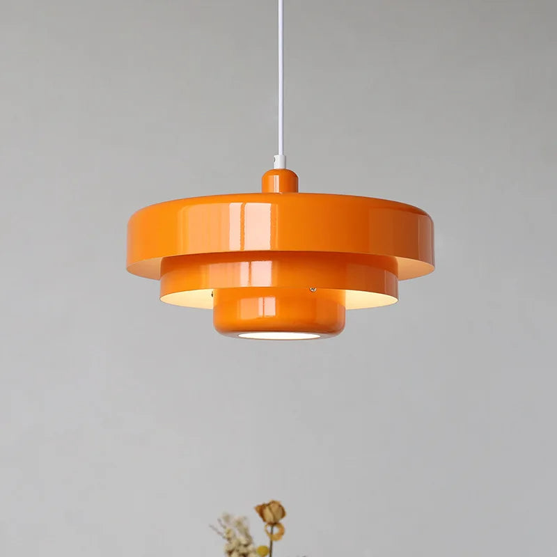 Layered Metal Ceiling Fixture 14-Inch Diameter Adjustable Cord Iron Shade for Kitchen Island Dining Table Home Office Retro Geometric Overhe | Thomler