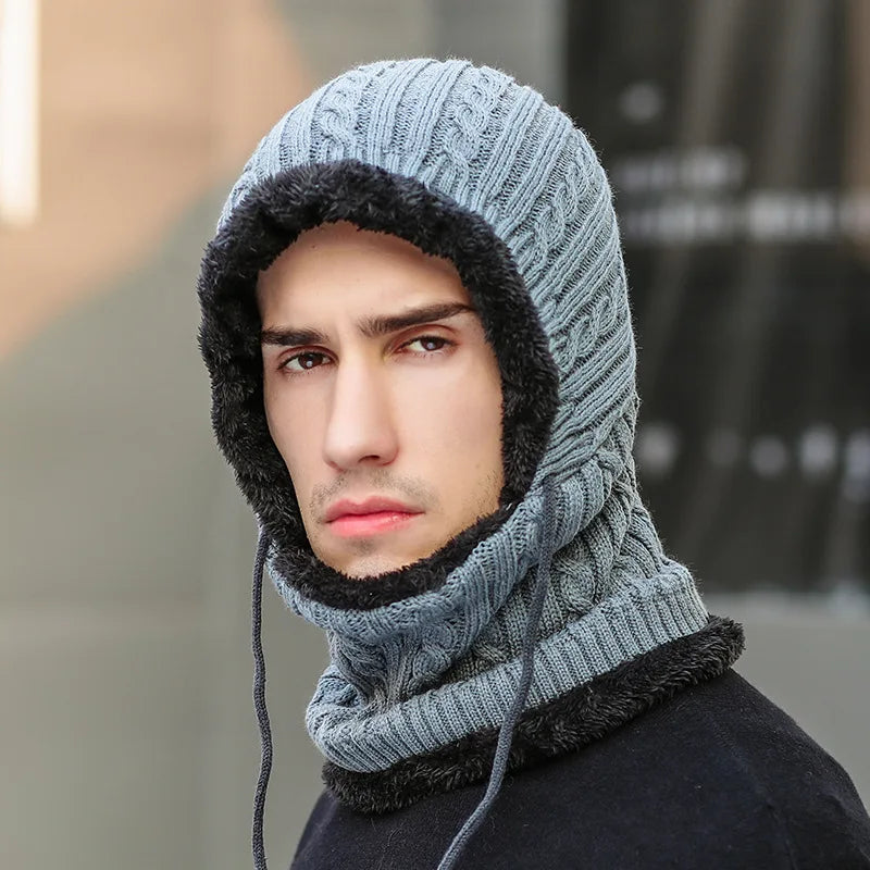 Fleece-Lined Hooded Scarf Combo for Cold Weather – Unisex Neck & Face Covering
