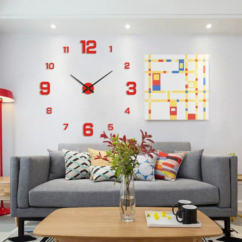 Übergroße dekorative Wanduhr mit plastischen Zahlen für Flur, Küche, Schlafzimmer, 16 Zoll (ca. 40 cm) rund, lautloses Quarzwerk, batteriebetrieben C | Thomler