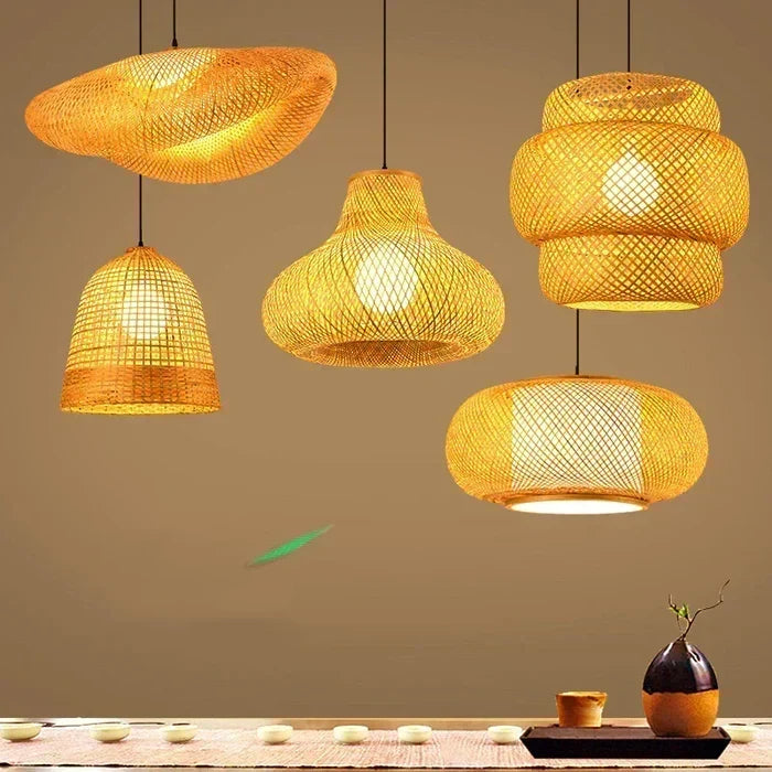 Handgeweven rotan hanglamp, natuurlijke gevlochten plafondlamp, rustieke boerderijstijl hanglamp voor eetkamer, keukeneiland en boho interieur