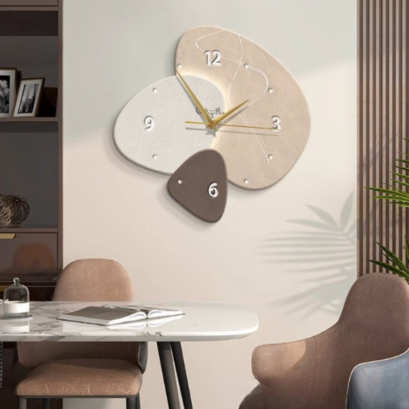 Sculptural Beige Timepiece Silent Sweep Hand Textured Face Modern Nordic Home Bedroom Study Office Hallway Feature Wall Minimalist Japandi Q | Thomler