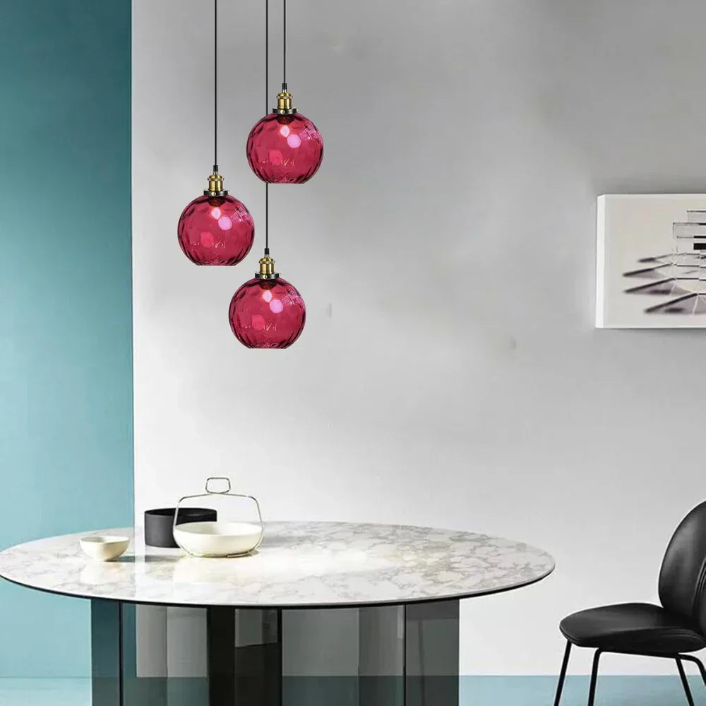 Getextureerde glazen hanglamp 7,9 inch, verlichting voor kookeiland in de eetkamer, in hoogte verstelbare moderne bolvormige pendellamp, minimalistische plafondlamp voor K | Thomler