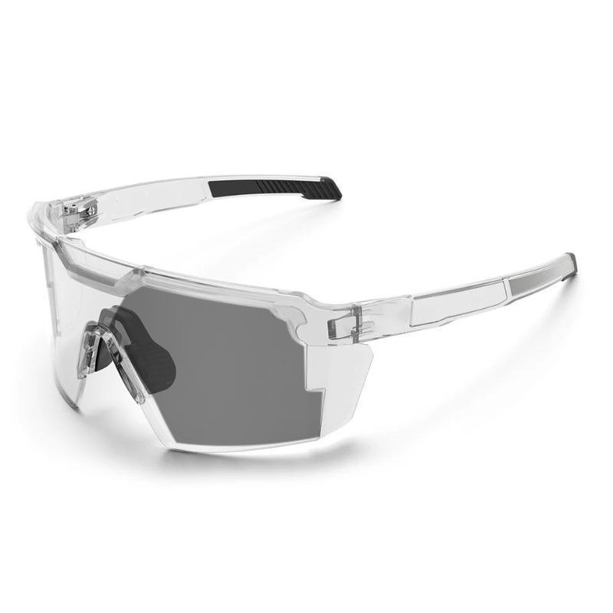 Fotochromatische graue Sonnenbrille mit sportlichem Wraparound-Design und UV-Filter