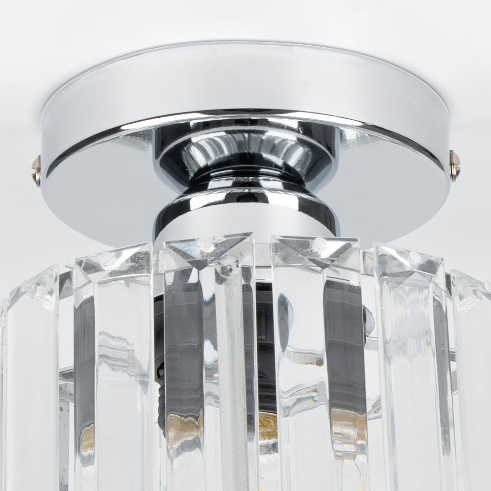 Decorative Flush Mount Light Fixture with Glass Cube and Metal Accents E27 Socket for Entryway Bedroom Small Room Ambient Overhead Lighting | Thomler