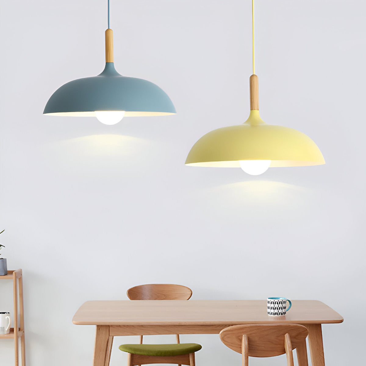 Wood and Iron Drop Light 14-24 Inches Diameter for Kitchen Island Dining Table Modern Minimalist Fixture E27 Socket Cord Height Adjustable | Thomler