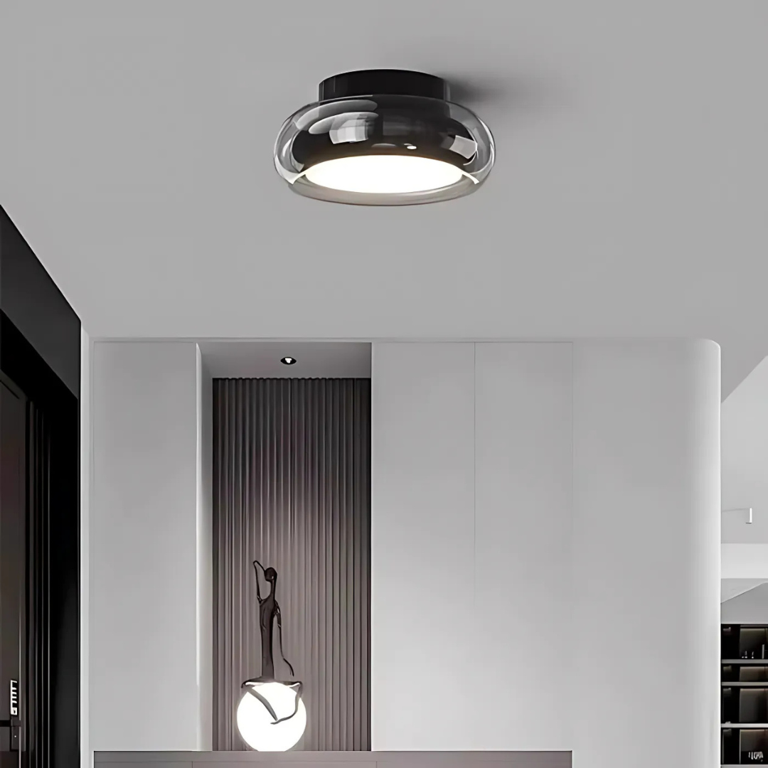 Bündig montierte 24W LED-Deckenleuchte, bernsteinfarbenes Glas für kleine Räume & Flure, warmes Licht, Vintage-inspirierte Deckenlampe für Schlafzimmer & Eingangsbereich | Thomler