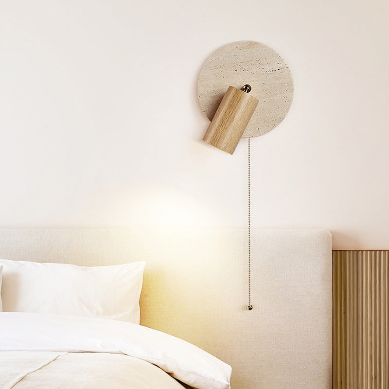 Rotatable Travertine Stone Sconce 7 Inch Adjustable Bedside Reading Light Warm LED Wall Mount Task Lighting Fixture for Bedroom Living Room | Thomler