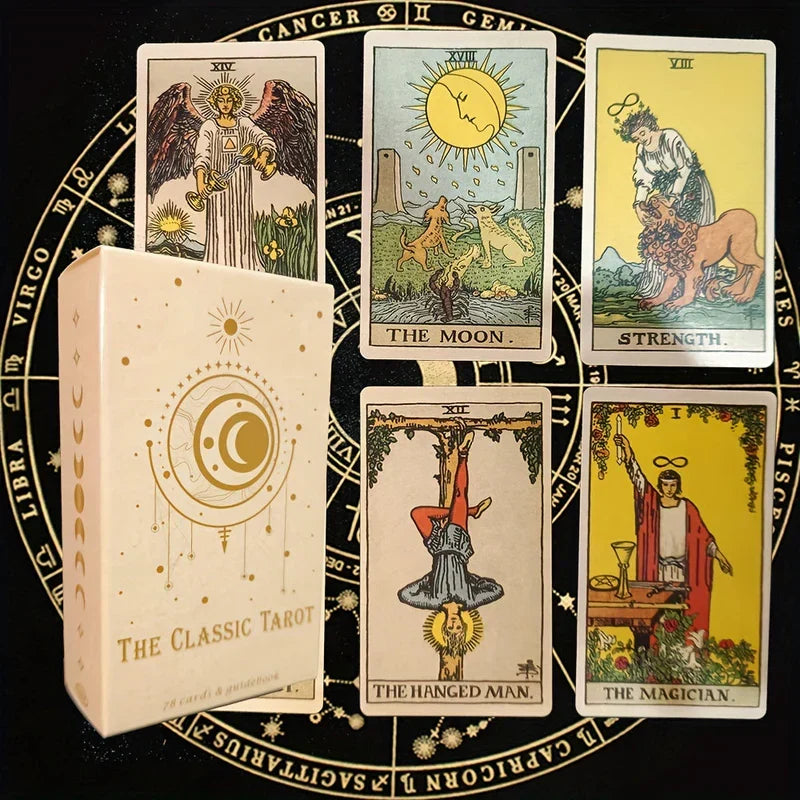 Classic Tarot Card Deck 78-Card Set for Divination and Spiritual Guidance | Complete Reading Kit with Instruction Booklet | Thomler
