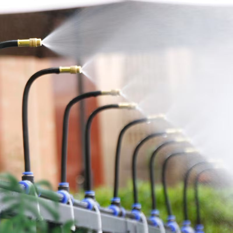 Garden Watering System 0.3 in Hose with Adjustable Brass Spray Nozzles for Patios Balconies Raised Beds Greenhouses | Thomler