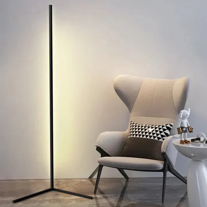 Dimmable LED Corner Floor Lamp with Remote Control Black 56 in Tall | Adjustable Light Temperature for Living Room Bedroom Office | Modern A | Thomler