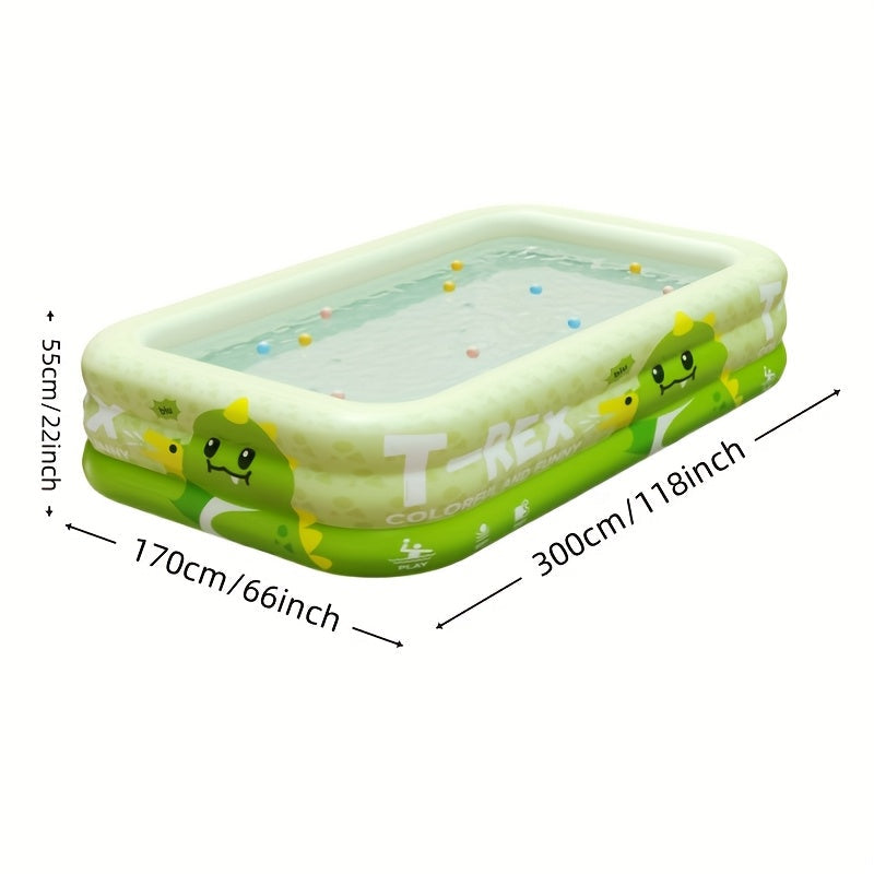 Inflatable Kiddie Pool with Dinosaur Theme for Backyard Water Play – Durable PVC Construction Family-Size Wading Pool | Thomler