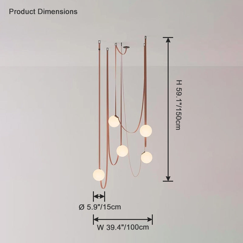 Leather Hanging Lamp with Glass Shade 6-Inch Brown Fixture for Kitchen Island Dining Table Multi-Light Ceiling Suspension for Modern Contemp | Thomler