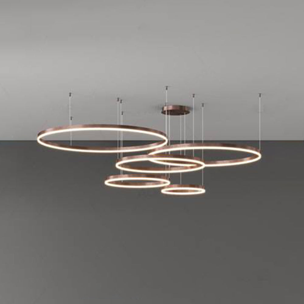 Multi-Ring LED Chandelier 16–31 in Adjustable Height Metal Acrylic Fixture Dimmable Ceiling Light for Dining Living Rooms Modern Suspended H | Thomler