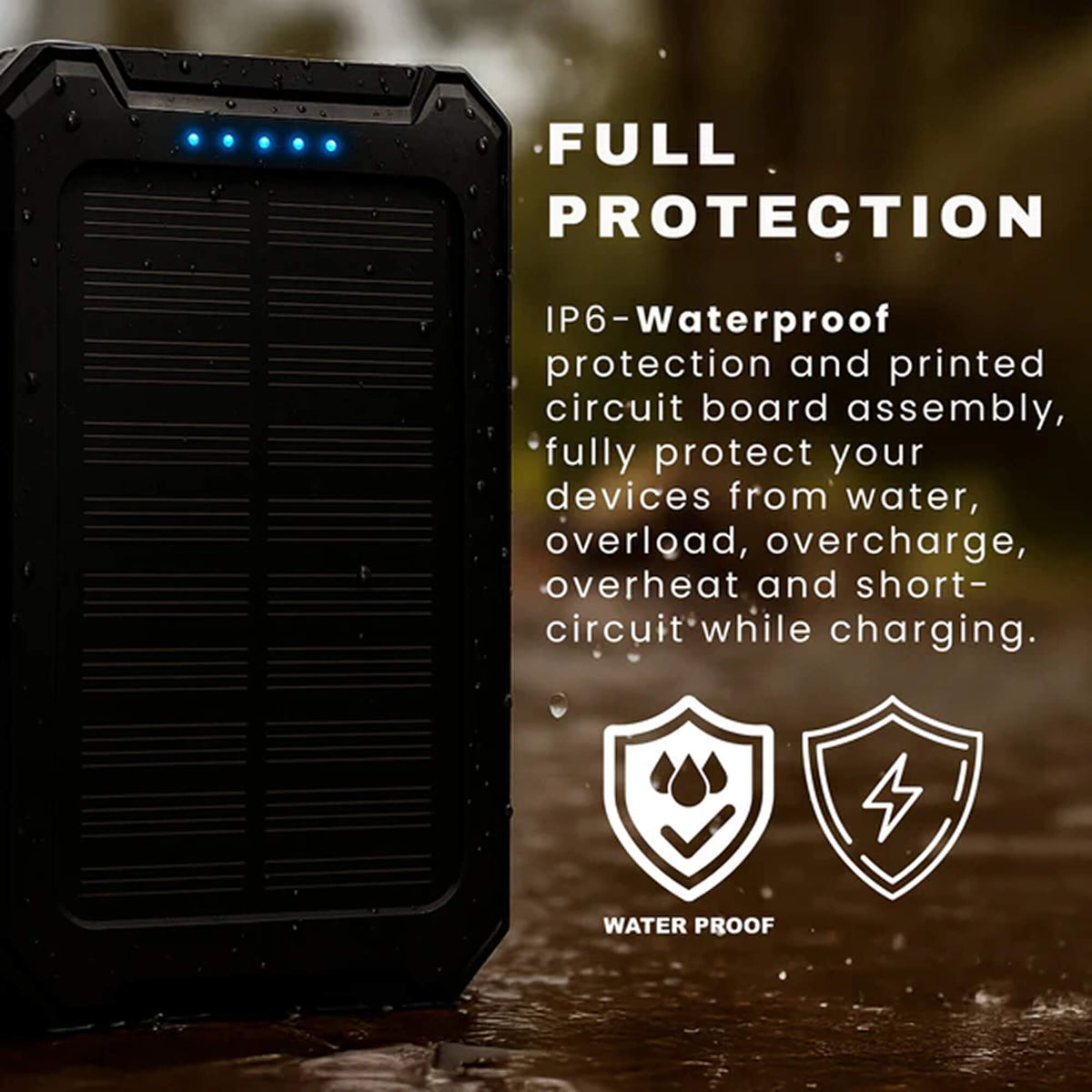 Batería recargable de 500000 mAh, cargador portátil de doble puerto USB para emergencias al aire libre con panel solar y linterna LED para camping, viajes y senderismo | Thomler