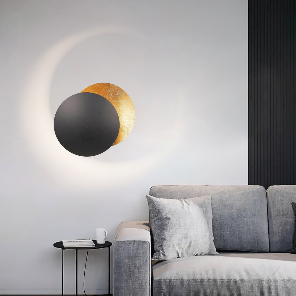 Rotating LED Wall Sconce Light Fixture – 9 in Aluminum Disc Lamp for Bedrooms, Hallways & Accent Lighting | Gold White Copper Black | Thomler