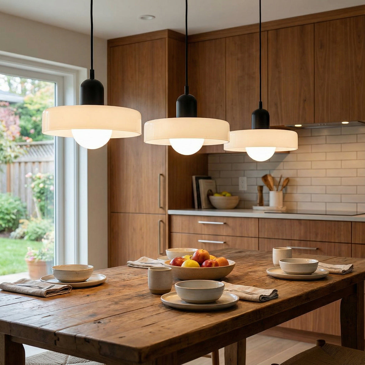 Triple Glass Hanging Light 39 in Wide Black Finish Adjustable Cable Kitchen Island Dining Table Ceiling Fixture Warm 3000K G9 Socket for Ope | Thomler
