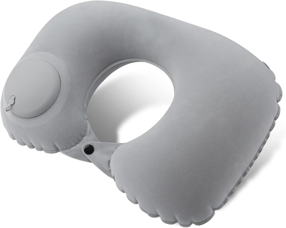 Inflatable Neck Travel Pillow with Built-In Hand Pump for Airplane, Car & Train Trips | Waterproof Ergonomic Support | Compact Portable Desi | Thomler