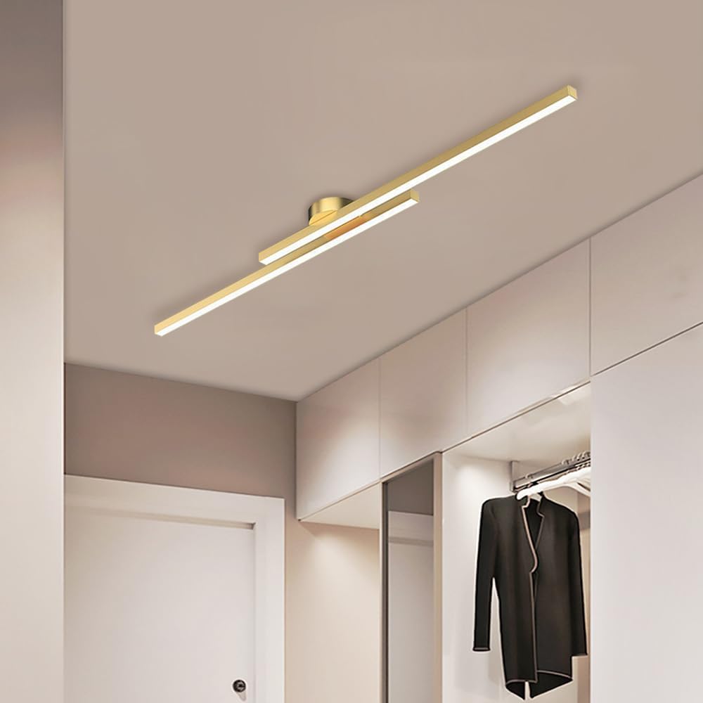 Flush Mount LED Overhead Light | Black Aluminum Linear Low-Profile Fixture for Bedrooms, Entryways & Compact Spaces | Modern Minimalist Desi | Thomler