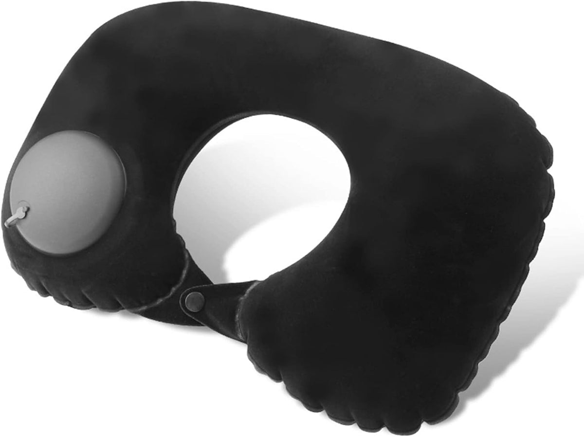 Inflatable Neck Travel Pillow with Built-In Hand Pump for Airplane, Car & Train Trips | Waterproof Ergonomic Support | Compact Portable Desi | Thomler