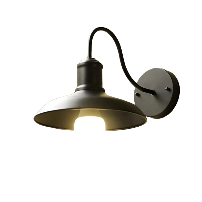 Iron Sconce Fixture with Curved Arm for Patio Garage Barn Entry 9-11 in Shade Weatherproof IP65 LED 1400 Lumen Neutral White Metal Housing | Thomler
