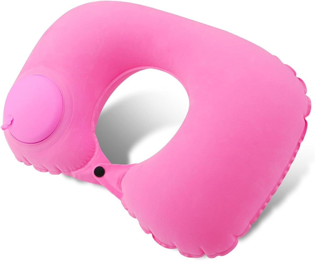 Inflatable Neck Travel Pillow with Built-In Hand Pump for Airplane, Car & Train Trips | Waterproof Ergonomic Support | Compact Portable Desi | Thomler