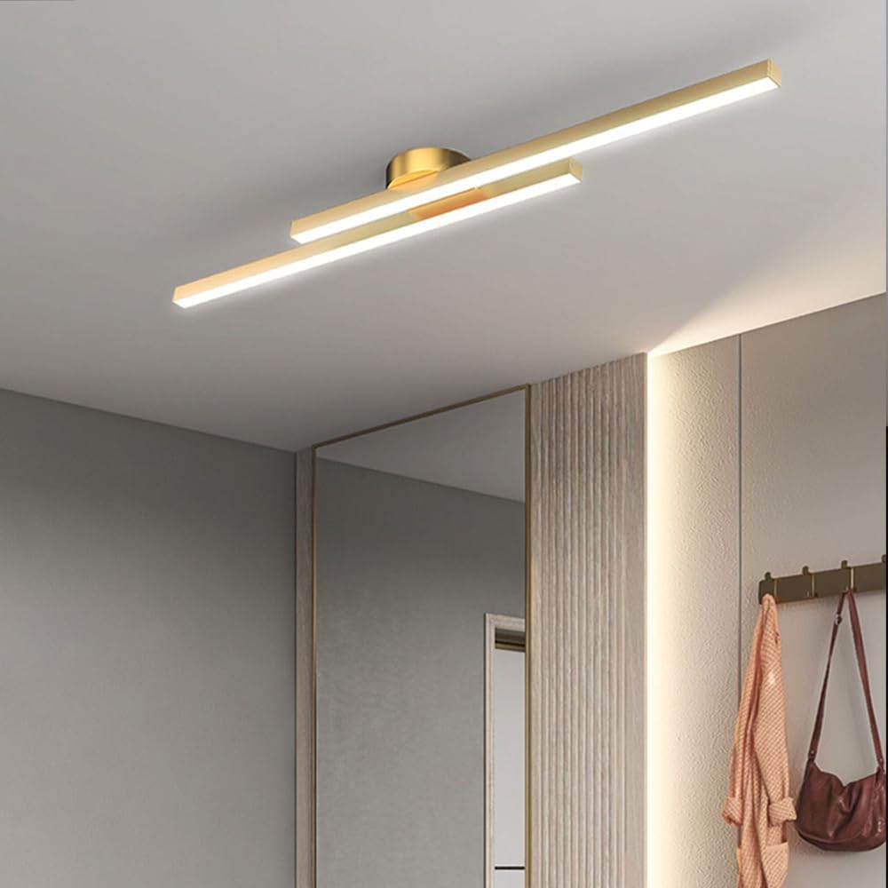 Flush Mount LED Overhead Light | Black Aluminum Linear Low-Profile Fixture for Bedrooms, Entryways & Compact Spaces | Modern Minimalist Desi | Thomler