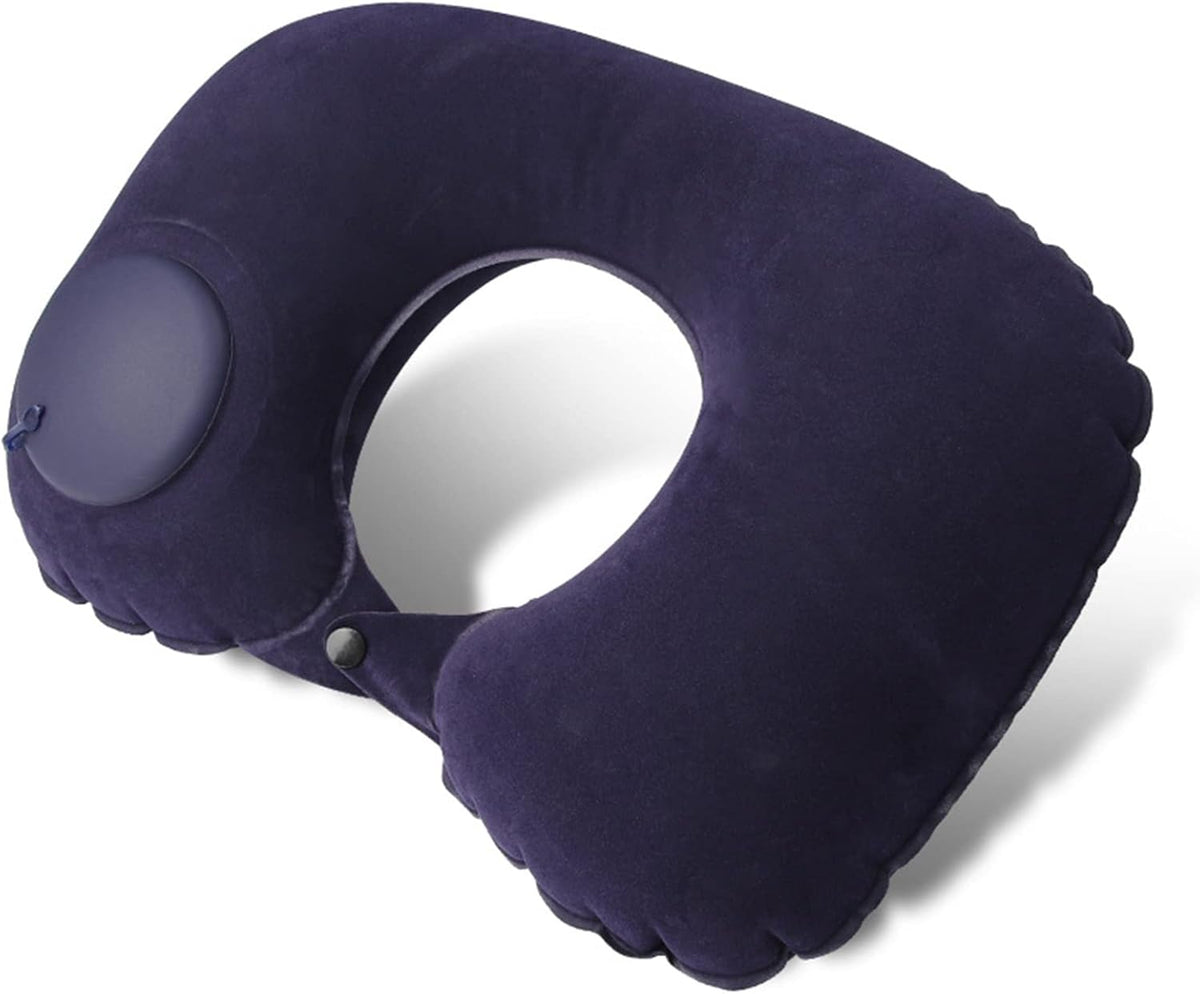 Inflatable Neck Travel Pillow with Built-In Hand Pump for Airplane, Car & Train Trips | Waterproof Ergonomic Support | Compact Portable Desi | Thomler