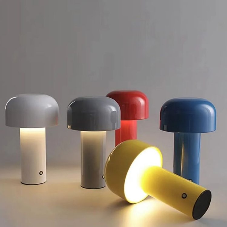 Rechargeable LED Mushroom Desk Lamp 8.3 in Cordless Touch Dimmer Warm White Portable Nightstand Light for Bedroom Living Room Patio Outdoor | Thomler
