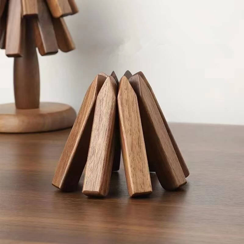 Wooden Heat Protector for Hot Pans & Pots — Walnut Folding Stand with Tree-Inspired Shape for Kitchen Tables, Countertops & Dining Rooms | Thomler