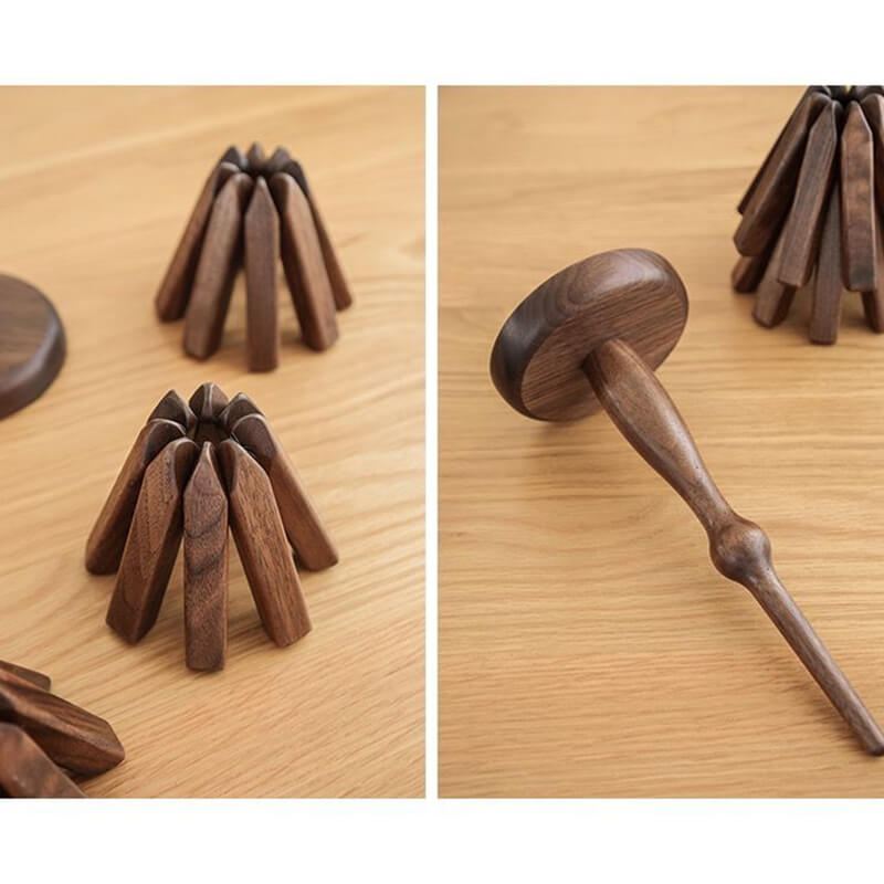 Wooden Heat Protector for Hot Pans & Pots — Walnut Folding Stand with Tree-Inspired Shape for Kitchen Tables, Countertops & Dining Rooms | Thomler