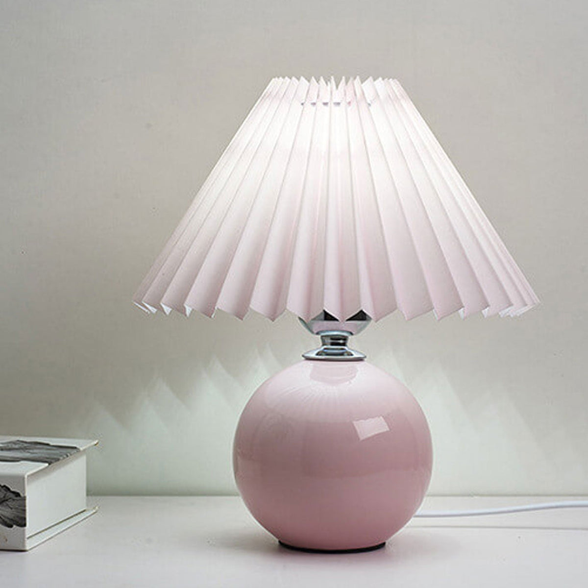 Ceramic Accent Lamp with Fabric Shade 11x9.5 in E26 Socket for Nightstand Desk Study Room Reading Light Modern Home Decor | Thomler