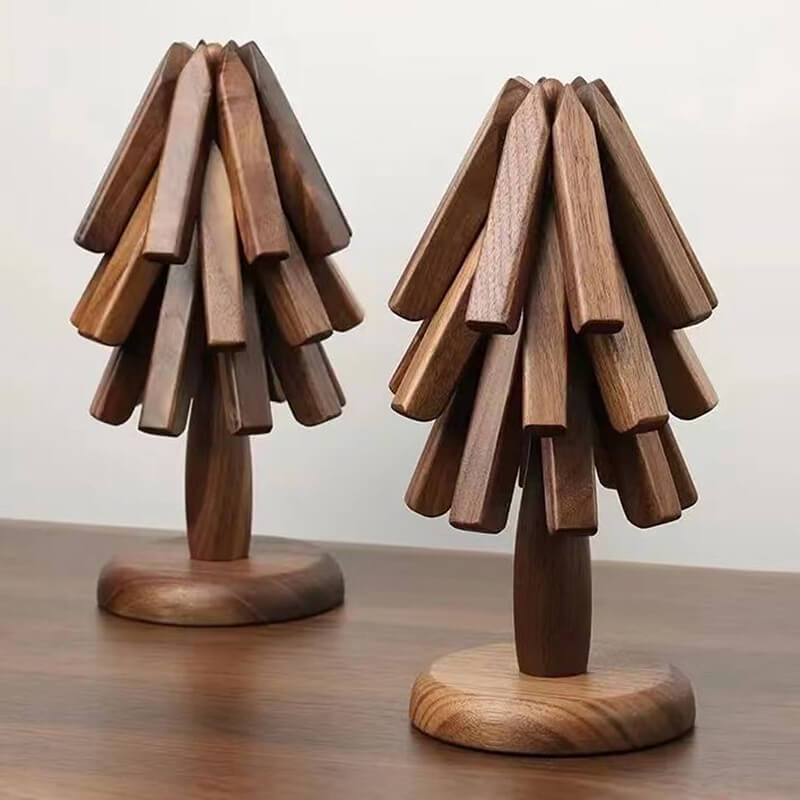 Wooden Heat Protector for Hot Pans & Pots — Walnut Folding Stand with Tree-Inspired Shape for Kitchen Tables, Countertops & Dining Rooms | Thomler