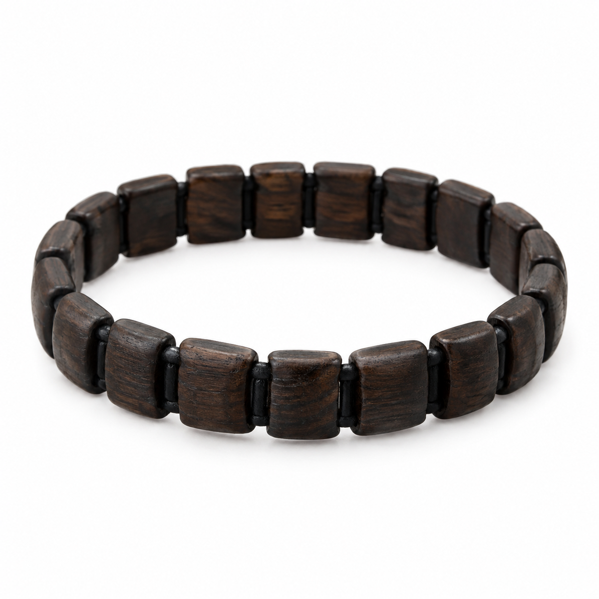 Wooden Beaded Bracelet – Dark Brown Elastic Fit